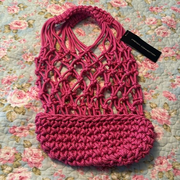 NWT French Connection *Chic* Jasmine *Neon Pink* Braided Tote - Picture 1 of 7